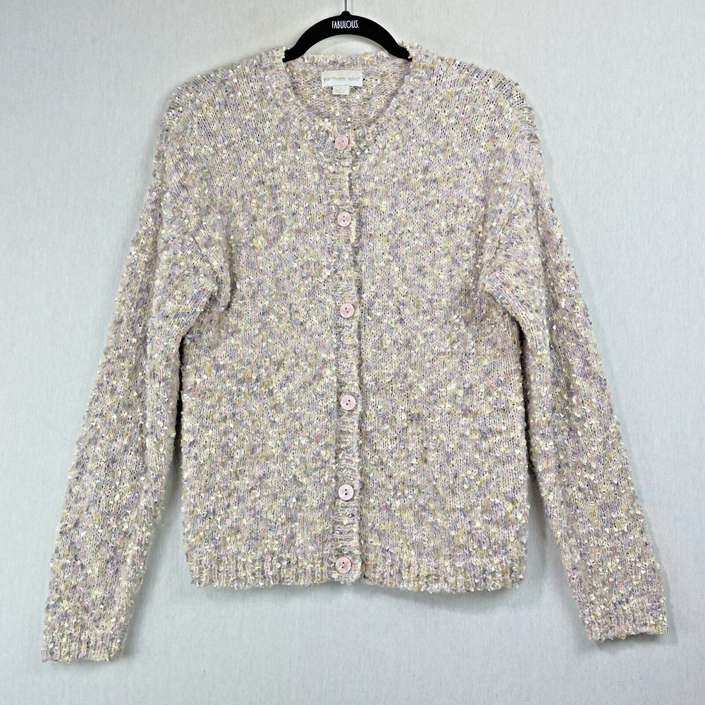 Vintage Northern Isles Pastel Cardigan Sweater Size Small Iridescent Wool Angora